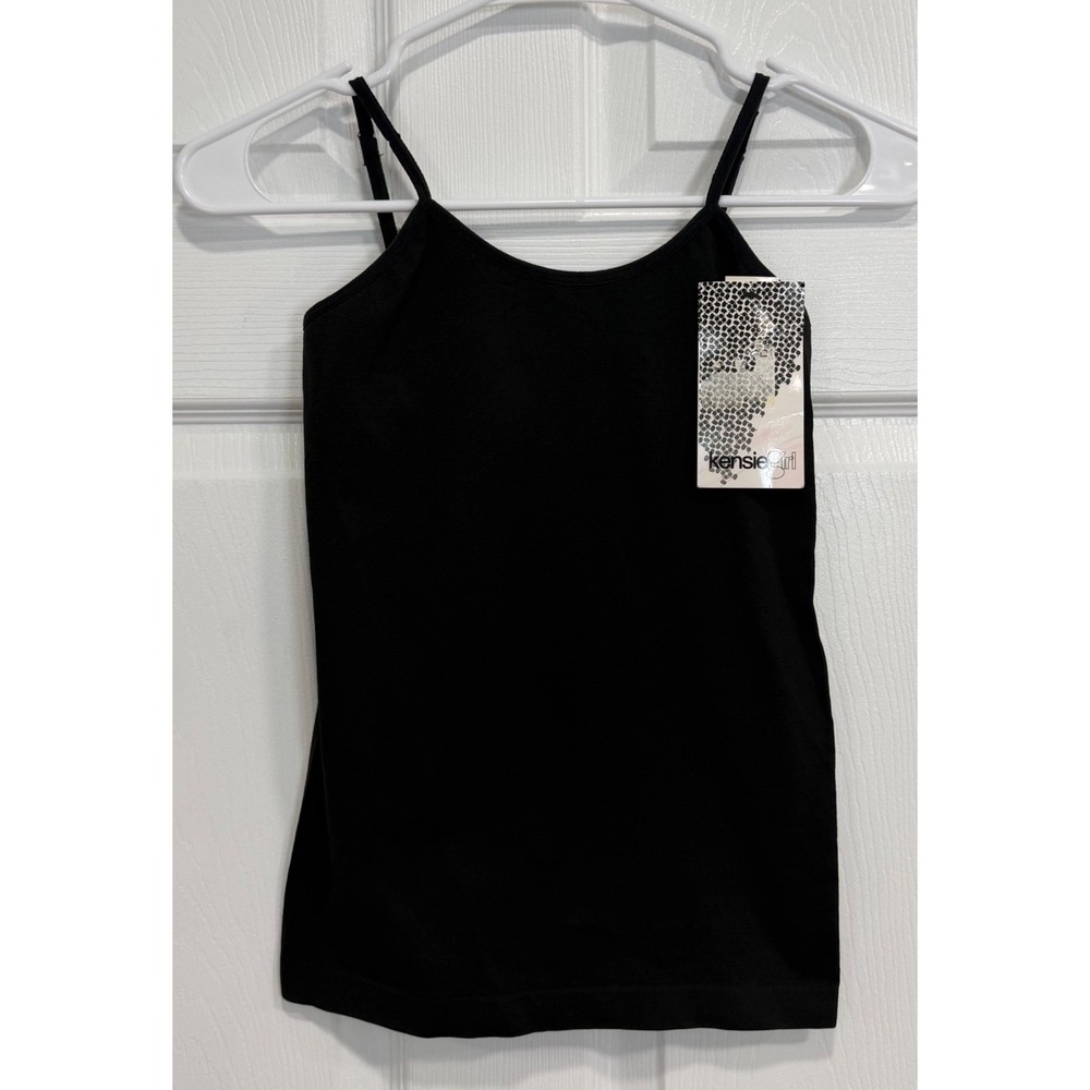 Kensie Girl Womens Black Seamless Camisole Adjustable Strap Tank Top Small NEW